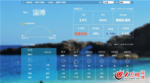淄博双十二迎小雨冷空气来袭最低温度7