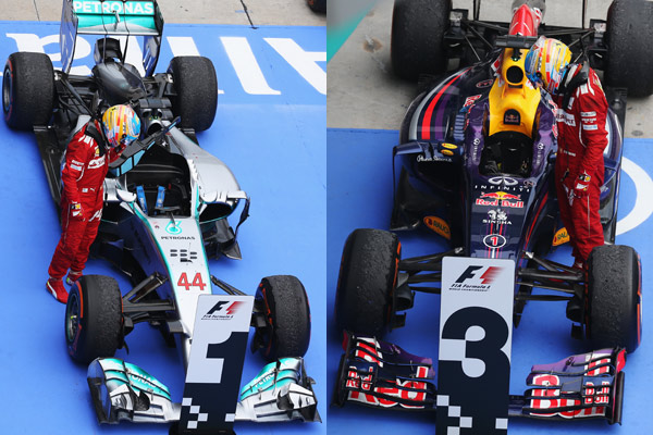 阿隆索在赛后第一时间“研究”对手赛车